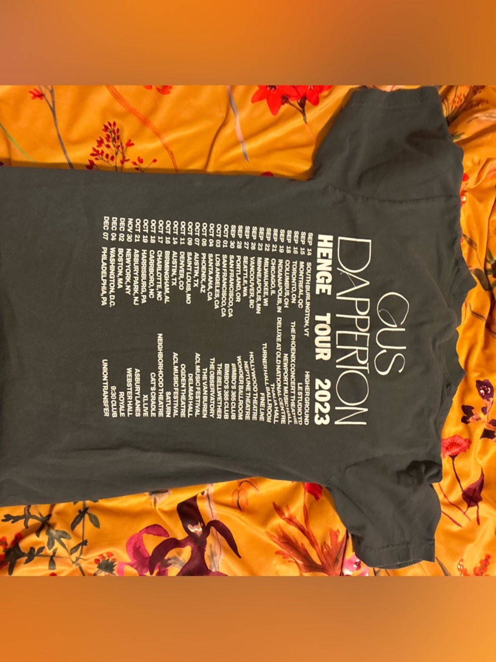 Gus Dapperton Henge Tour 2023 Black Graphic Tee